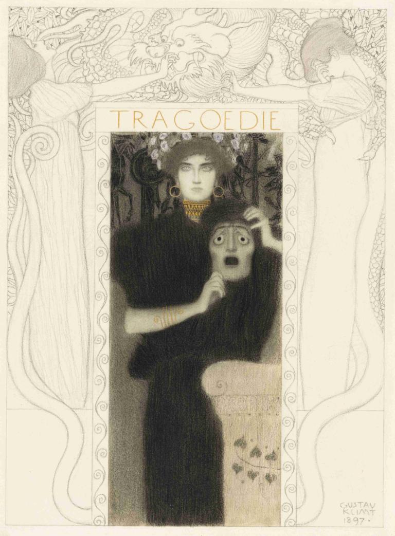 Tragödie,Gustav Klimt,Illustration,Illustration, 1boy, fine art parody, 1girl