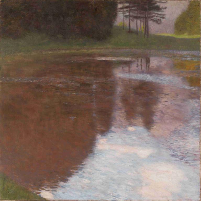 Tranquil Pond [Egelsee near Golling, Salzburg],Gustav Klimt,Oil Painting,Oil Painting, no humans, outdoors