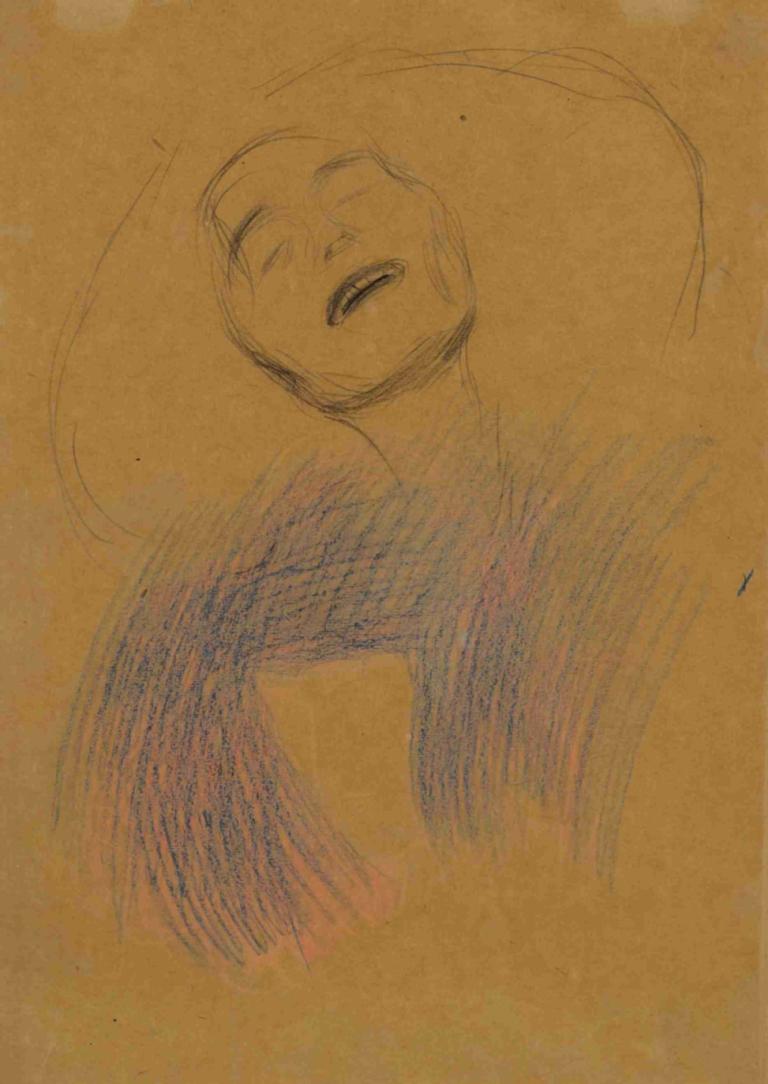 Weiblicher Kopf, Dekorative Lineare Strukturen (Female Head, Decorative Linear Structures),Gustav Klimt