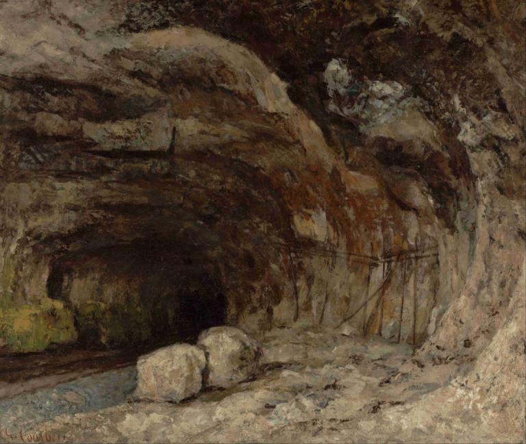 Grotto of Sarrazine near Nans-sous-Sainte-Anne,ナンス＝ス＝サント＝アンヌ近郊のサラジーヌの洞窟,Gustave Courbet,ギュスターヴ・クールベ,油絵,油絵