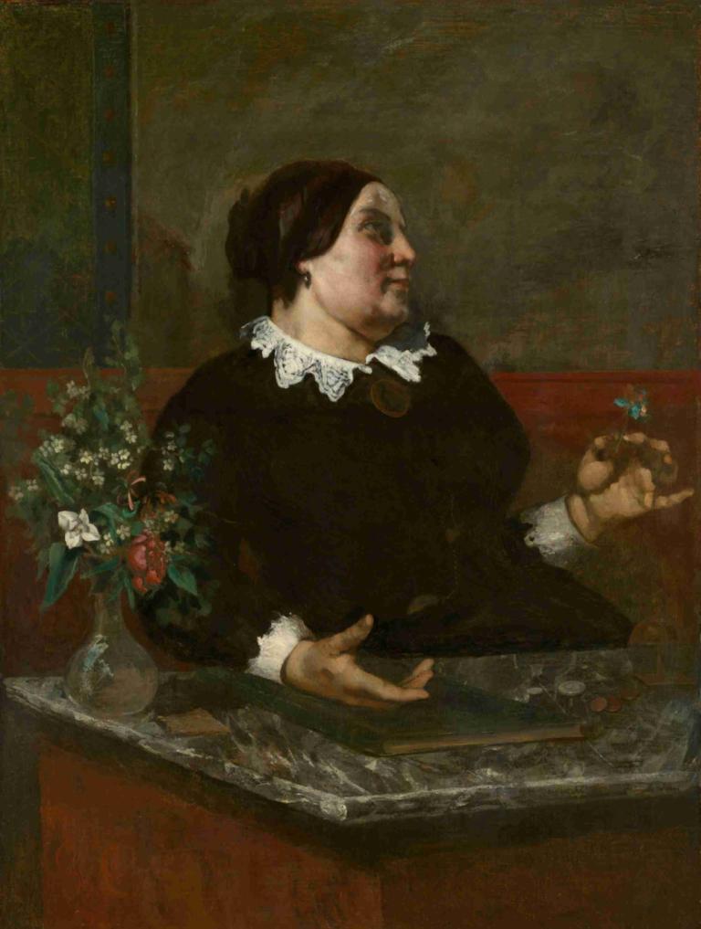 Mère Grégoire,Mutter Gregory,Gustave Courbet,Ölgemälde,Ölgemälde, Kunstparodie, 1Mädchen, Solo, Blume, Kleid