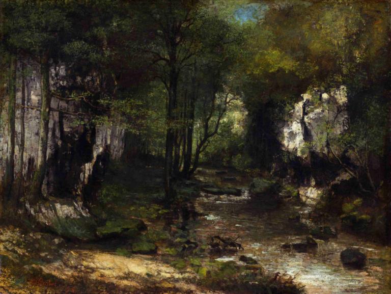 The Stream (Le Ruisseau du Puits-Noir; vallée de la Loue),溪流（Le Ruisseau du Puits-Noir；路易谷）,Gustave Courbet