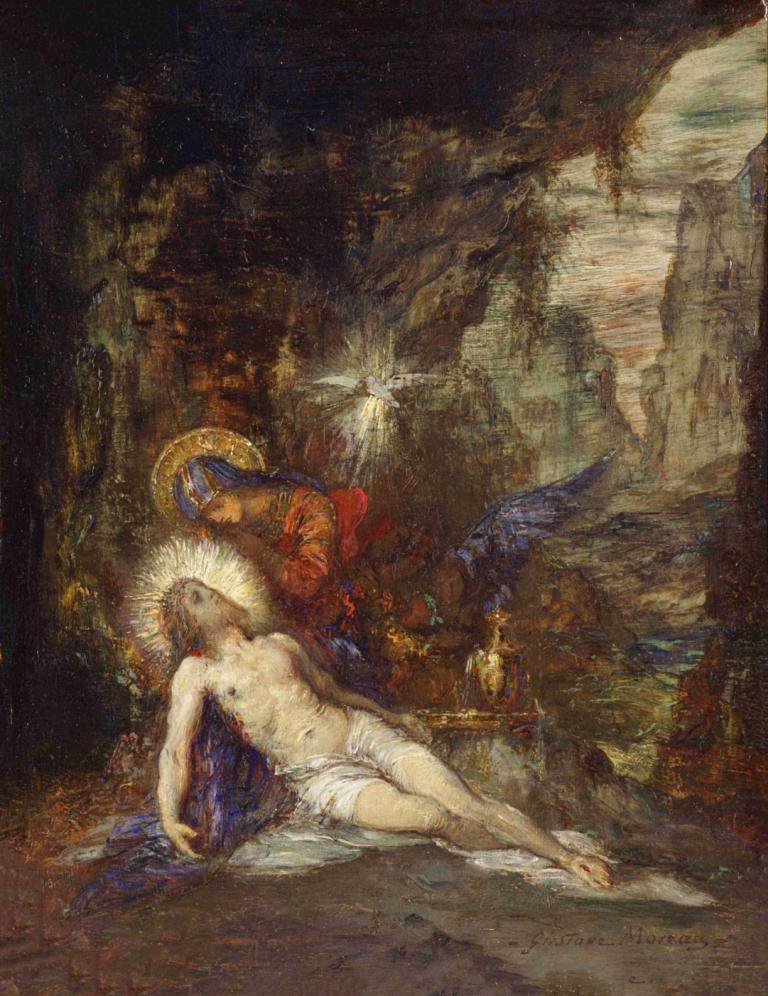 Pietà,Pieta,Gustave Moreau,Olieverf,Olieverf, parodie op beeldende kunst, Vleugels, 1meisje, op blote voeten