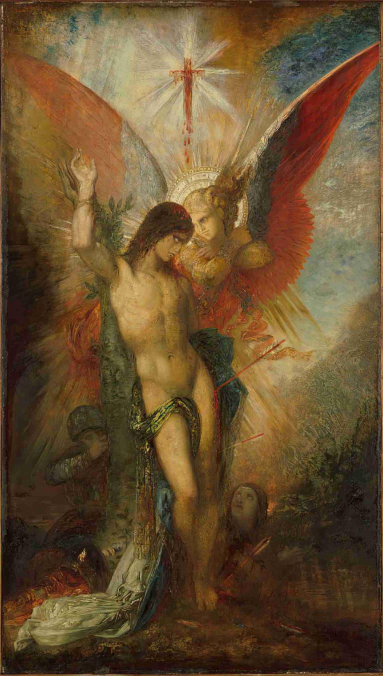 Saint Sebastian And The Angel,Pyhä Sebastian ja enkeli,Gustave Moreau,Öljymaalaus,Öljymaalaus