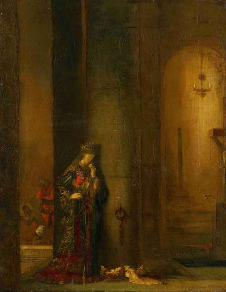 Salome At The Prison,Salome in de gevangenis,Gustave Moreau,Olieverf,Olieverf, 1meisje, solo, binnenshuis