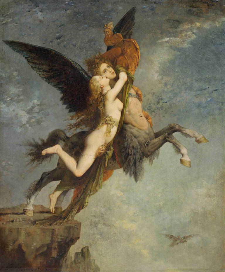 The Chimera,Chimera,Gustave Moreau,Öljymaalaus,Öljymaalaus, 1 tyttö, kuvataideparodia, siivet, alaston