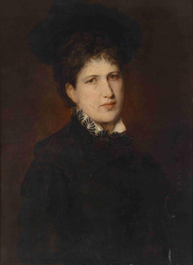 Bildnis einer Frau mit Hut,Retrato de mujer con sombrero,Hans Canon,Pintura al óleo,Pintura al óleo, solo