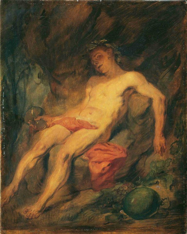 Drunk Bacchus,Μεθυσμένος Βάκχος,Hans Canon,Ελαιογραφία,Ελαιογραφία, παρωδία καλών τεχνών, ανδρική εστίαση