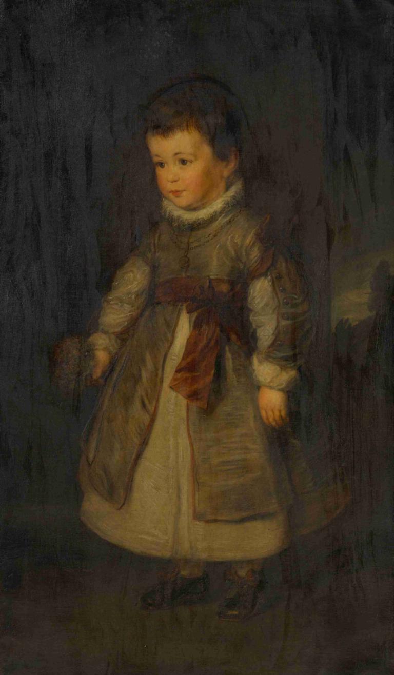 Kinderbildnis (Großnichte Hans Canons),Hans Canon,Oil Painting,Oil Painting, solo, male focus, 1boy