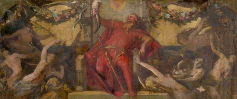 (Study for the Decorative Panel) Gambrinus,Hans Makart,Oil Painting,Oil Painting, fine art parody, male focus