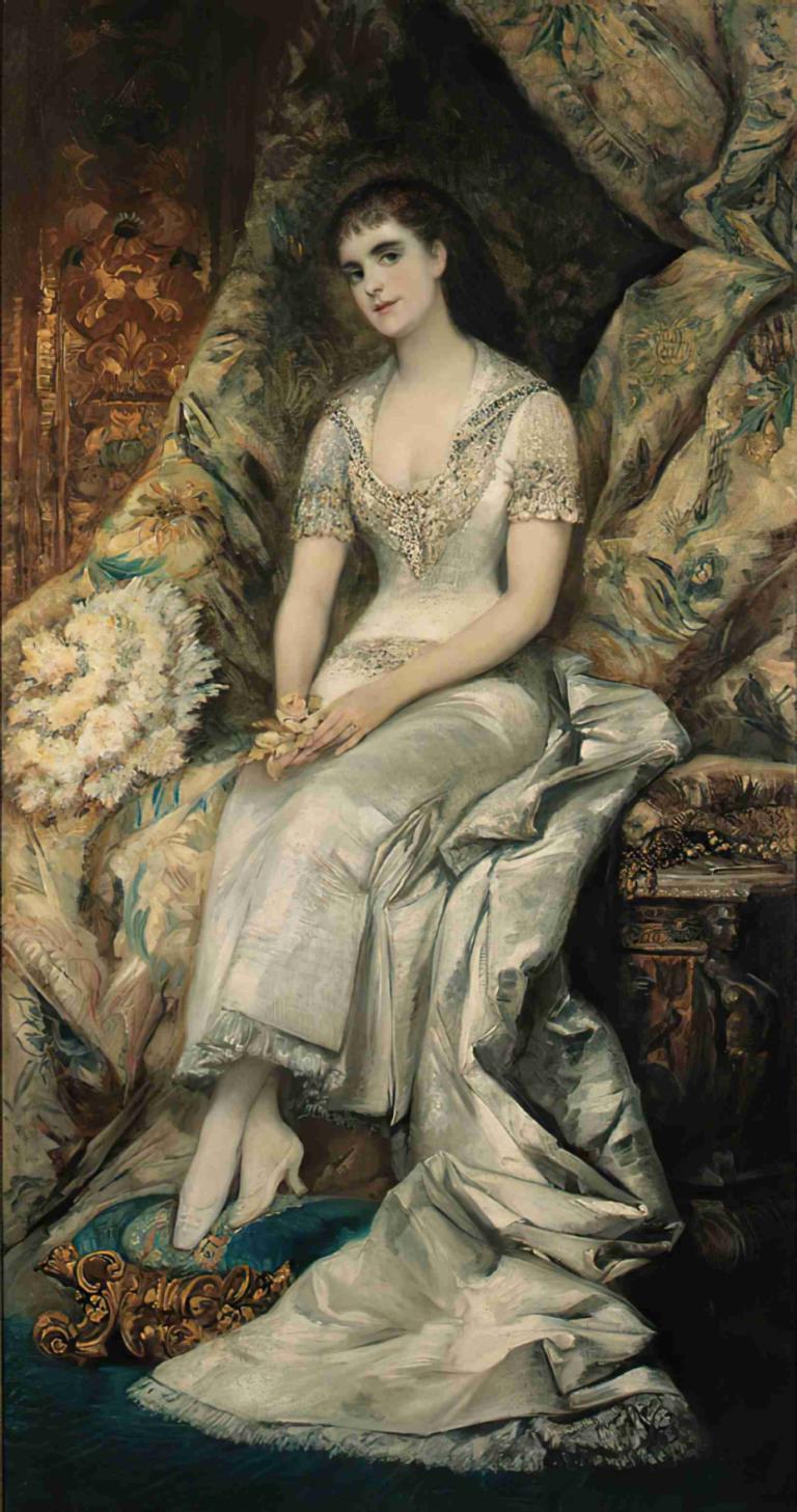 A Portrait Of A Seated Lady, Possibly Countess Bianca Teschenberg,Porträt einer sitzenden Dame