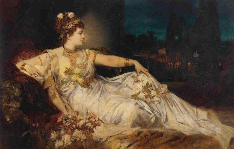 Charlotte Wolter als Messalina,Messalina - Charlotte Wolter,Hans Makart,Olieverf,Olieverf, 1meisje, solo