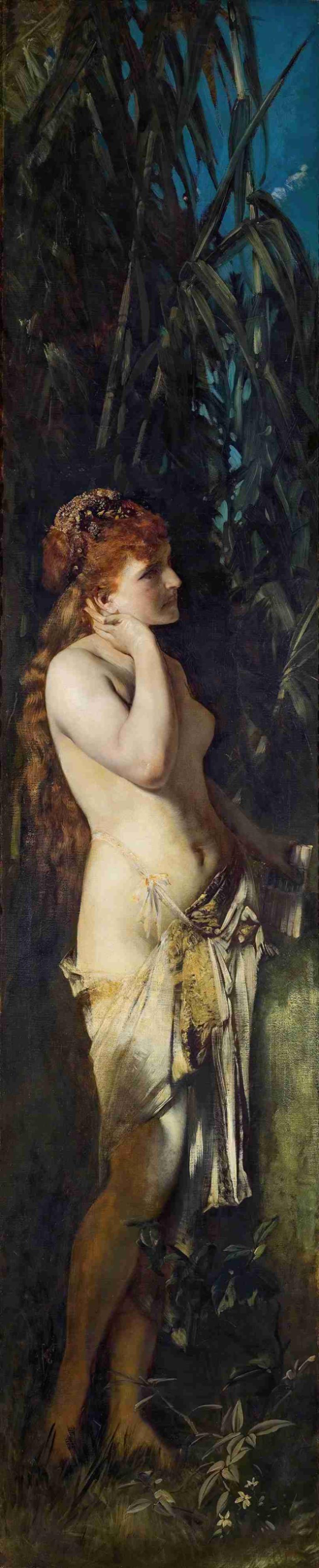 Die fünf Sinne; Das Gehör,I cinque sensi: l'udito,Hans Makart,Pittura ad olio,Pittura ad olio, 1 ragazza