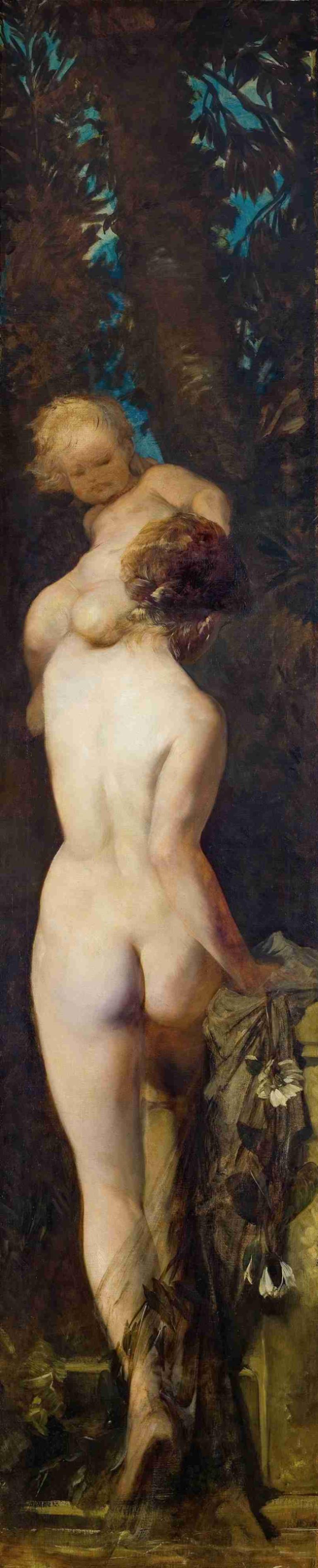 Die fünf Sinne;Das Gefühl,Hans Makart,Ölgemälde,Ölgemälde, nackt, 1Mädchen, Arsch, Solo, Kunstparodie, zurück