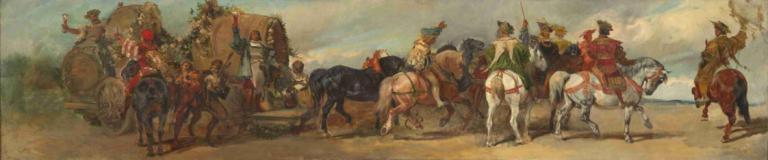 Entwurf zum Festzug 1879 - Die Bierbrauer,Hans Makart,Oil Painting,Oil Painting, horse, 6+boys, multiple boys