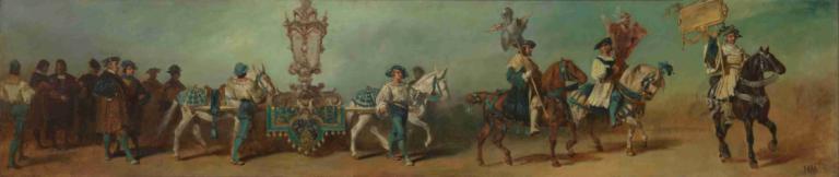 Entwurf zum Festzug 1879 - Die Spengler,Hans Makart,Oil Painting,Oil Painting, multiple boys, 6+boys, horse