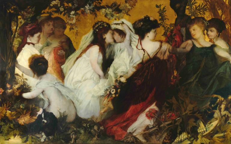 Modern Amoretti,Amoretti moderne,Hans Makart,Peinture à l'huile,Peinture à l'huile, parodie des beaux-arts