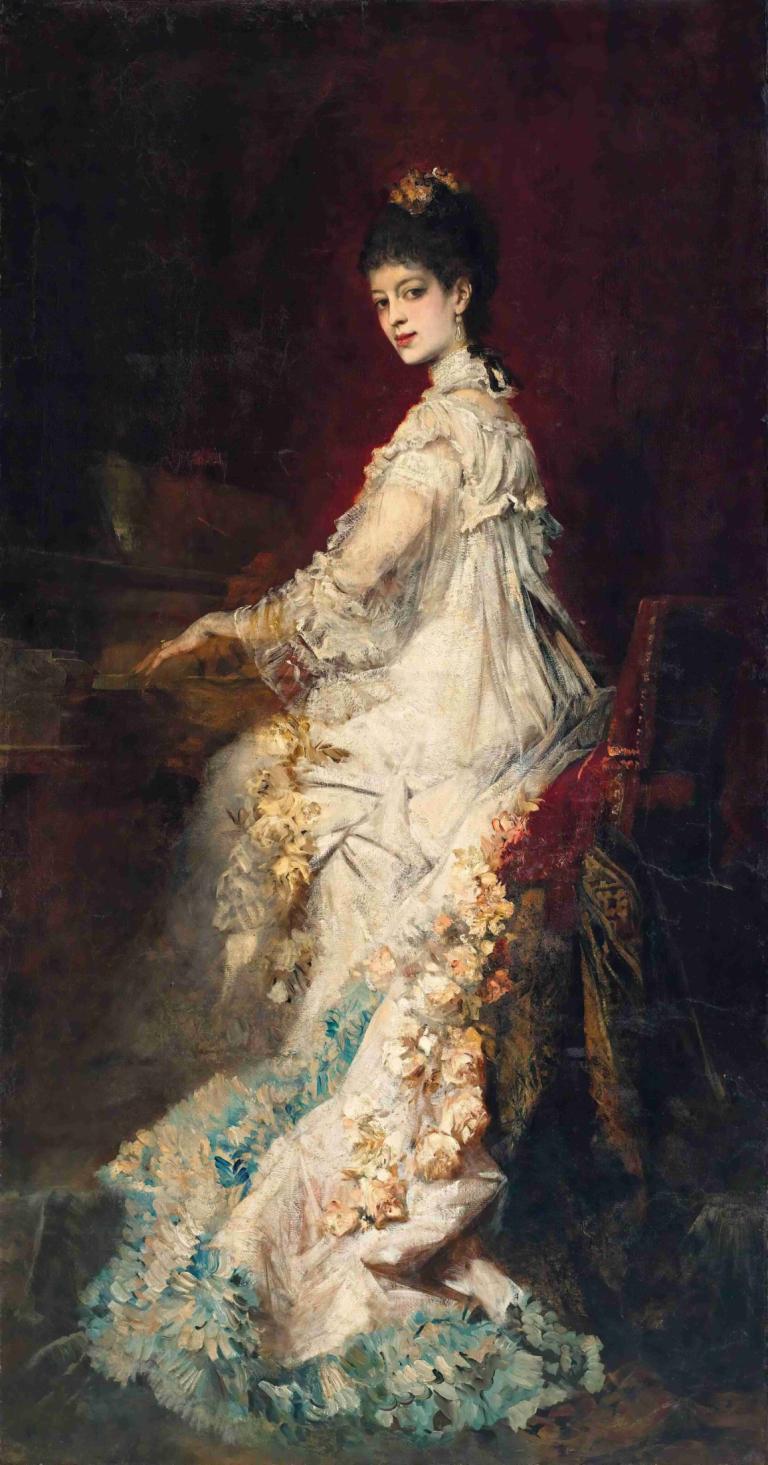 Portrait Of Maria, Countess Von Dönhoff,Potret Maria, Countess Von Dönhoff,Hans Makart,Lukisan cat minyak