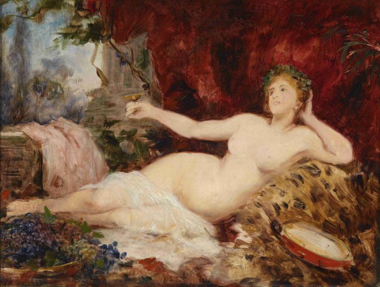 Ruhende Bacchantin,Mengistirahatkan bacchante,Hans Makart,Lukisan cat minyak,Lukisan cat minyak