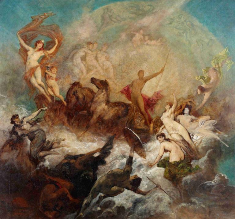 The victory of light over darkness,Zmaga svetlobe nad temo,Hans Makart,Oljna slika,Oljna slika