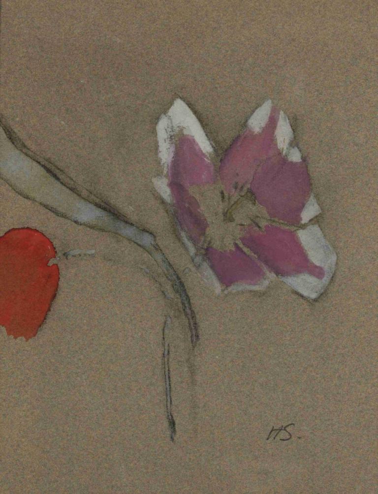 Anemone,Helene Schjerfbeck,Oil Painting,Oil Painting, flower, traditional media, no humans, purple flower