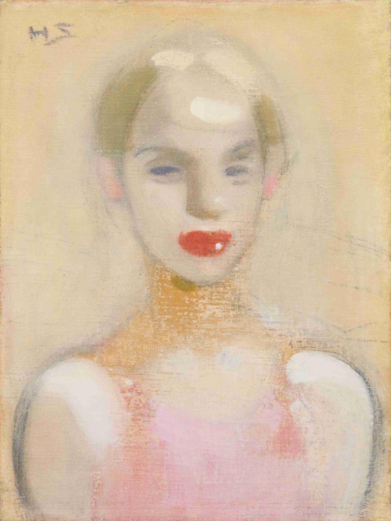 Circus Girl,Helene Schjerfbeck,Color Sketch,Color Sketch, solo, 1girl, blonde hair, brown hair, makeup