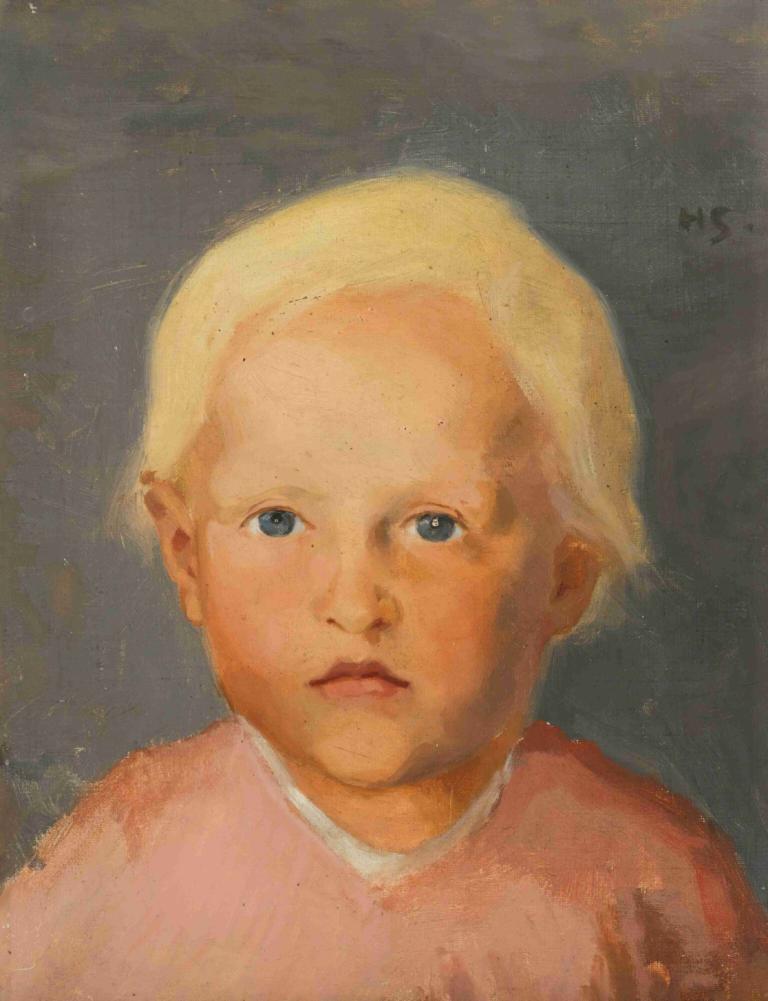 Flaxen-haired boy,亜麻色の髪の少年,Helene Schjerfbeck,ヘレーネ・シェルフベック,油絵,油絵, ソロ, ブロンドの髪, 青い目, 現実的な, 視聴者を見ている, ショートヘア