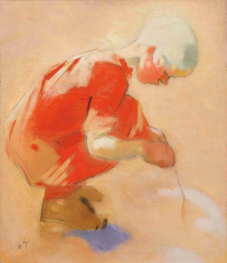 Girl On The Sand,ผู้หญิงบนชายหาด,Helene Schjerfbeck,เฮลีน เชลฟ์เบ็ค,จิตรกรรมสีน้ำมัน,จิตรกรรมสีน้ำมัน, เดี่ยว