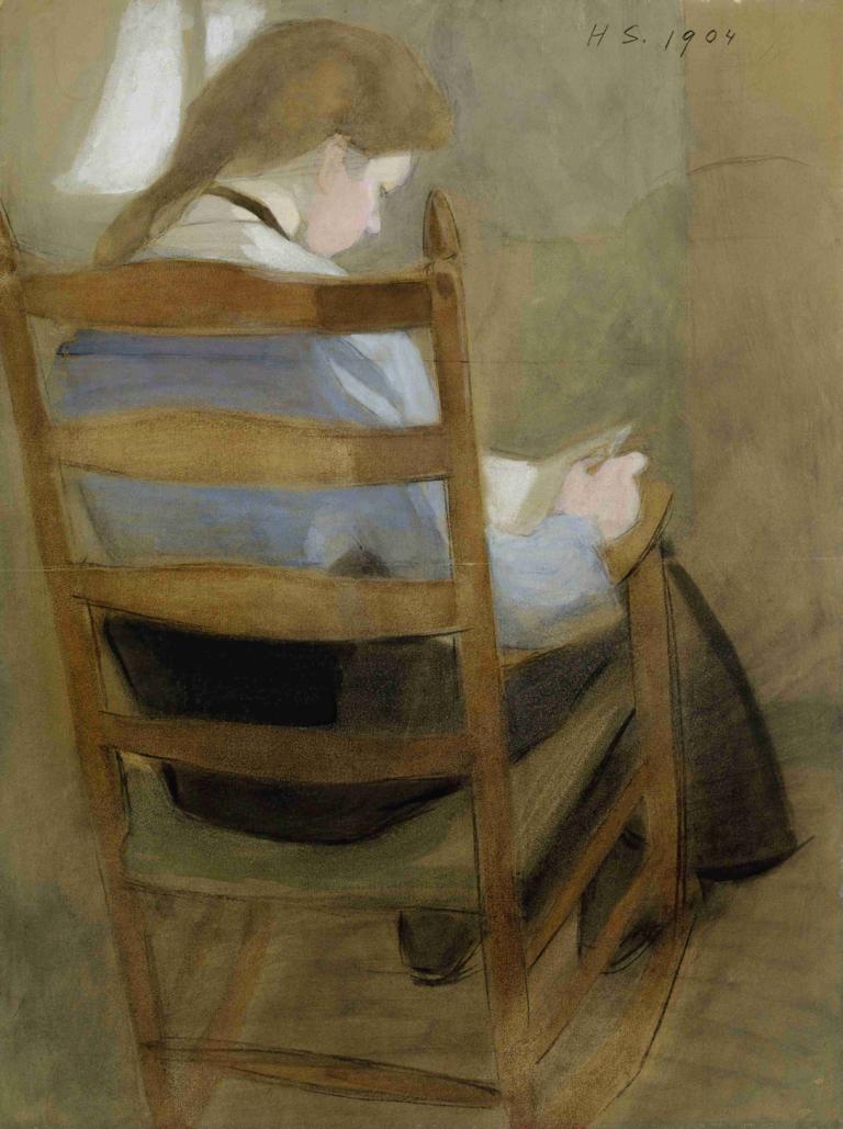 Girl Reading (Seated Girl),Tyttö lukemassa (Istuva tyttö),Helene Schjerfbeck,Öljymaalaus,Öljymaalaus, 1 tyttö