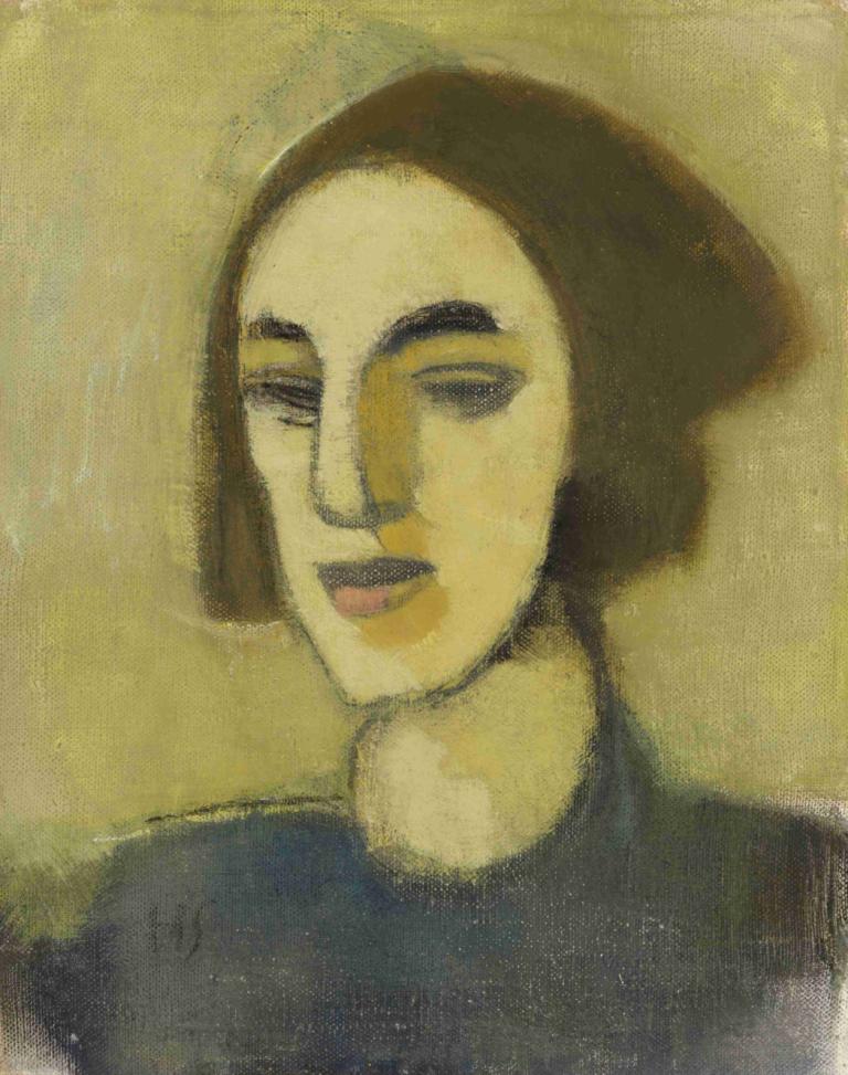 Girl from Loviisa,Chica de Loviisa,Helene Schjerfbeck,Pintura al óleo,Pintura al óleo, solo, 1 chica