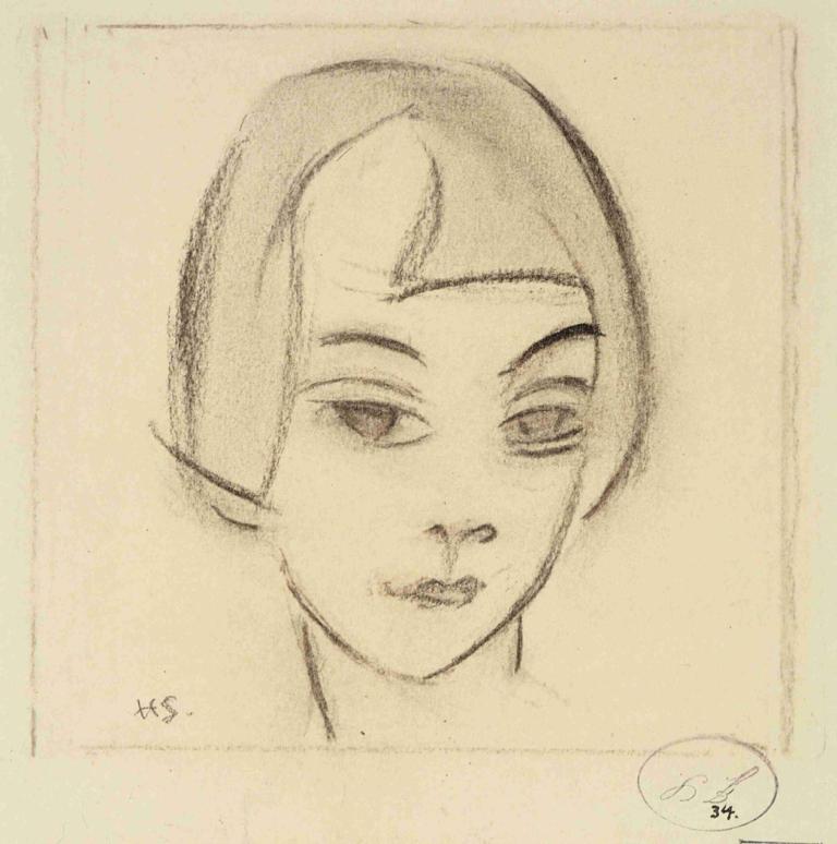 Head of a Girl (Vignette, Karin),Kopf eines Mädchens (Vignette, Karin),Helene Schjerfbeck,Skizze,Skizze