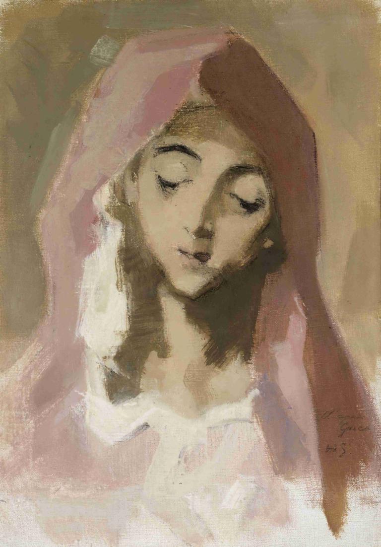 Madonna de la Charité, after El Greco,엘 그레코의 뒤를 이은 마돈나 드 라 샤리테,Helene Schjerfbeck,헬레네 슈제르프벡,오일 페인팅,오일 페인팅