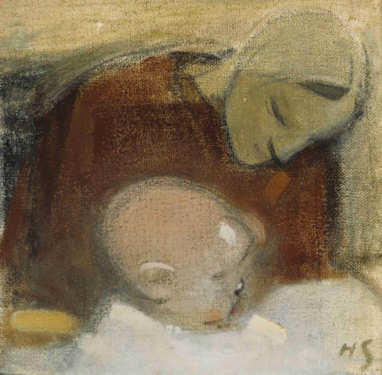 Mother and Child,Mor och barn,Helene Schjerfbeck,Oljemålning,Oljemålning, stängda ögon, sovande