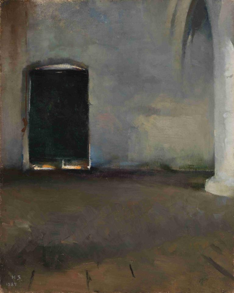 The Door,Helene Schjerfbeck,Olieverf,Olieverf, geen mensen, deur, traditionele media, landschap, binnenshuis