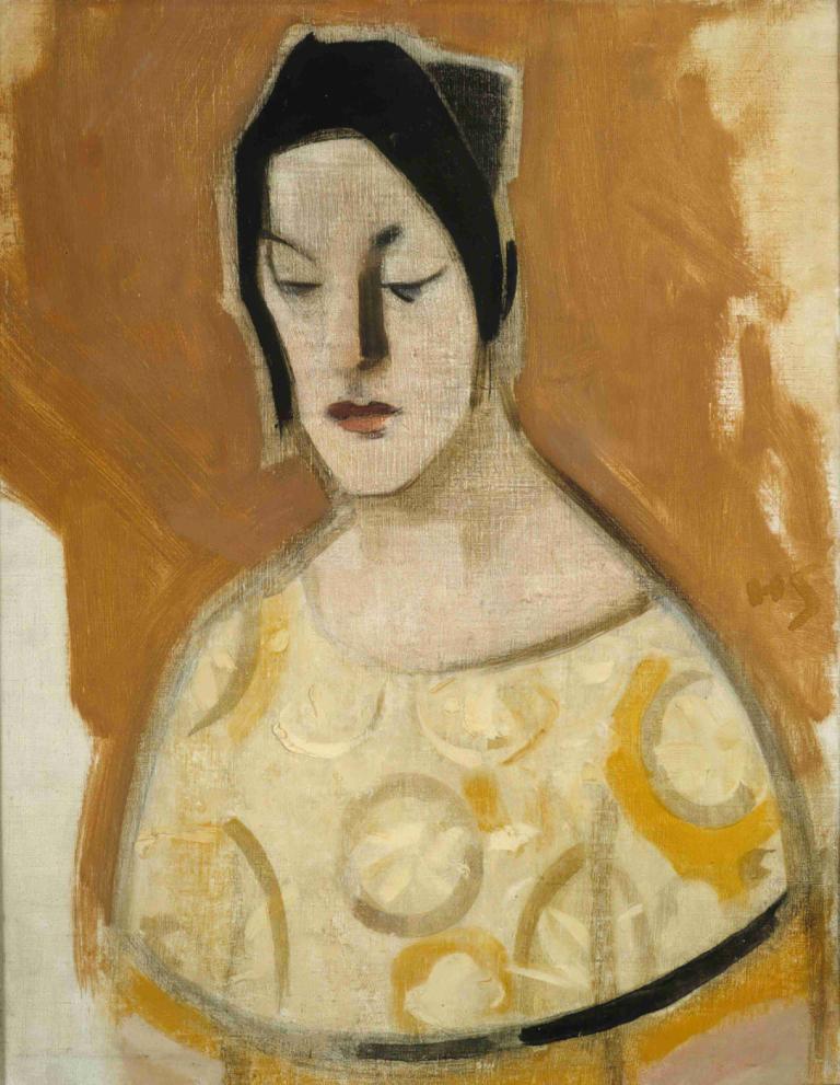 The Fortune-Teller (Woman In Yellow Dress),De waarzegster (vrouw in gele jurk),Helene Schjerfbeck,Olieverf