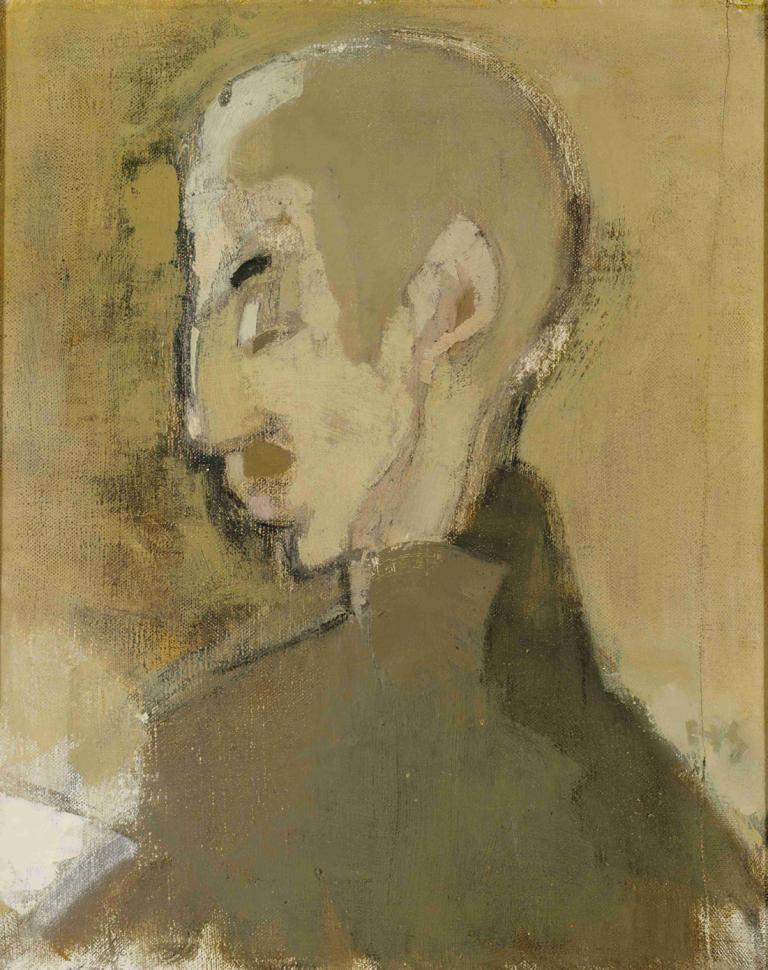 The Landlord Ii (Profile Of A Man),《房東2》(一個男人的側寫),Helene Schjerfbeck,海琳·謝爾夫貝克,彩色素描,彩色素描, 1男孩, 獨奏, 男性焦點, 上半身