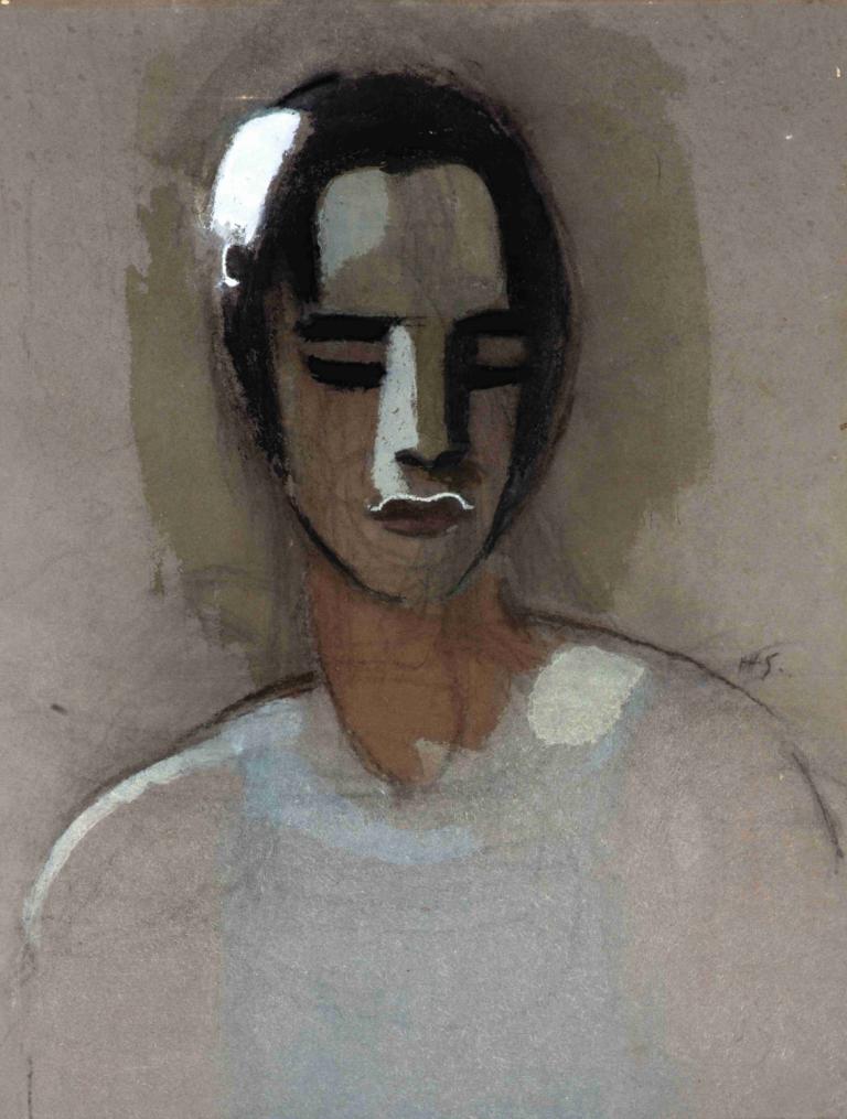 The girl from California,Het meisje uit Californië,Helene Schjerfbeck,Olieverf,Olieverf, solo, 1 jongen