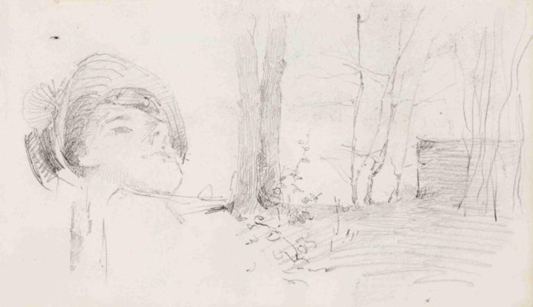 Woman's head ; Landscape, trees,đầu của người phụ nữ; phong cảnh, cây cối,Helene Schjerfbeck,- Vâng