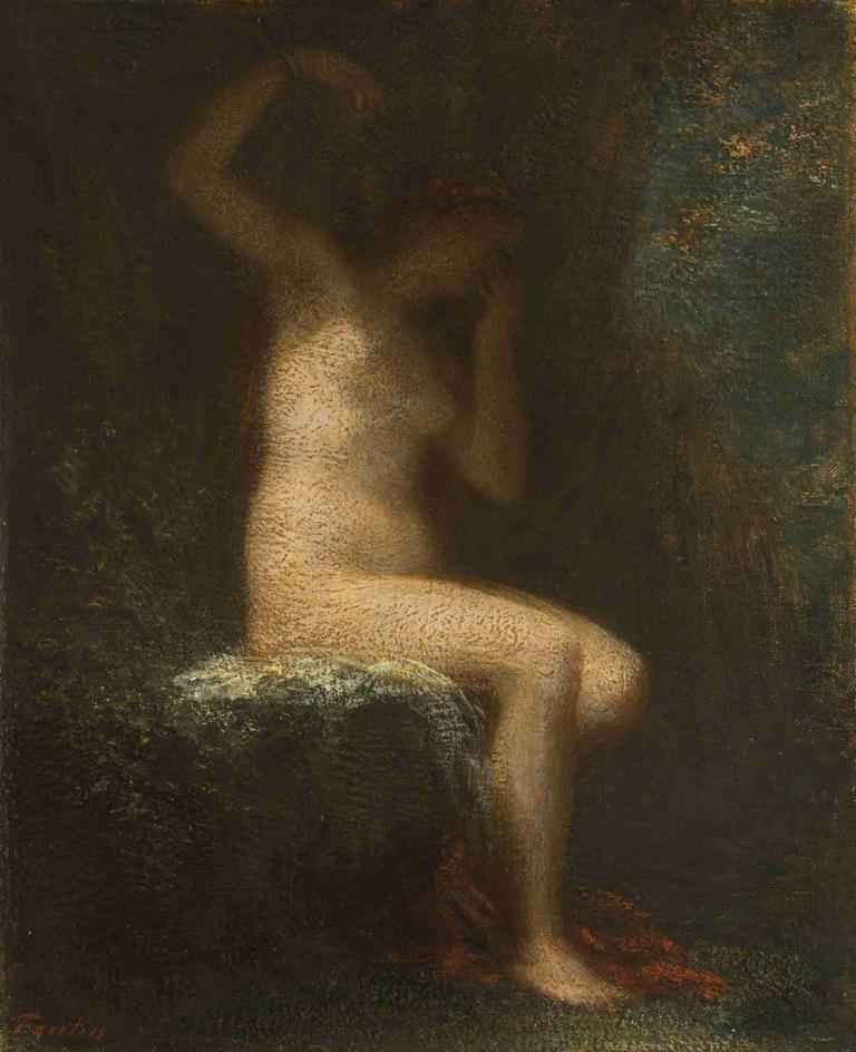 Ariane abandonnée,Ariane εγκαταλείφθηκε,Henri Fantin-Latour,Ελαιογραφία,Ελαιογραφία, 1 κορίτσι, γυμνός