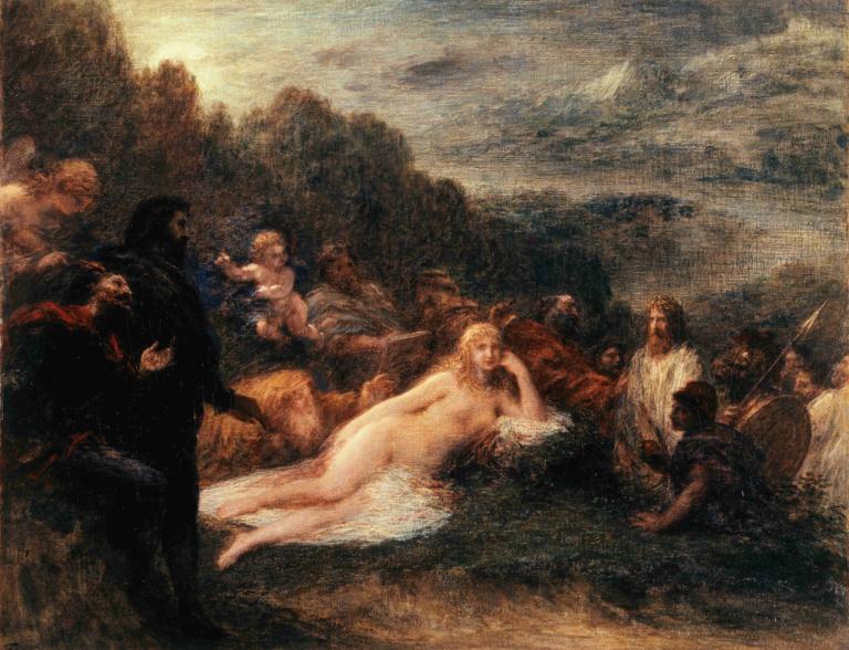 Hélène,Henri Fantin-Latour,Oil Painting,Oil Painting, fine art parody, multiple boys, nude