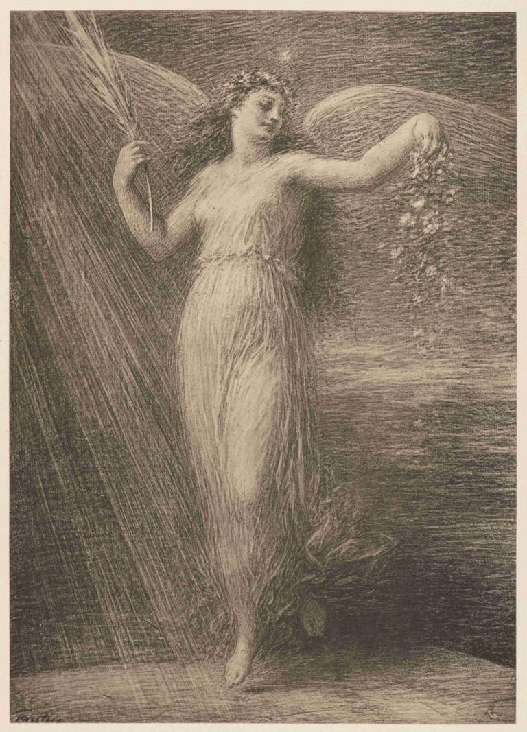 Immortality (Immortalité),Udødelighed,Henri Fantin-Latour,Oliemaleri,Oliemaleri, solo, kunstparodi, monokrom