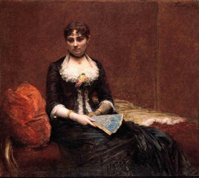 Portrait of Madame Léon Maître [Portrait de Madame Léon Maître],莱昂-莫特尔夫人肖像,Henri Fantin-Latour,亨利-方丹-拉图尔,油画