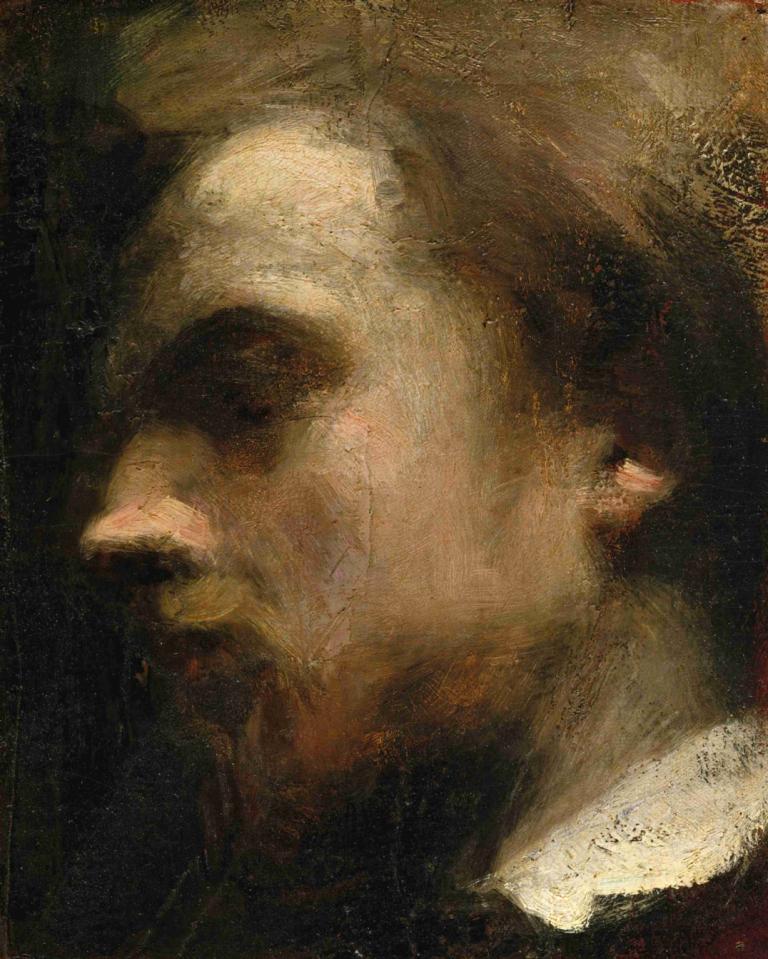 Self-Portrait,自画像,Henri Fantin-Latour,亨利-方丹-拉图尔,油画,油画, 独奏, 1男孩, 男性焦点, 实际的, 胡子, 肖像, 看着观众