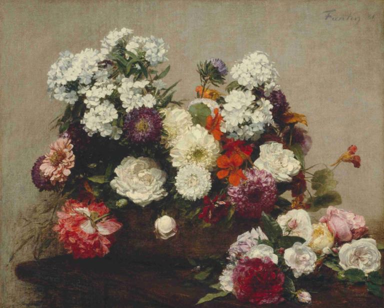 Still Life with Flowers,Natura morta con fiori,Henri Fantin-Latour,Pittura ad olio,Pittura ad olio, fiore