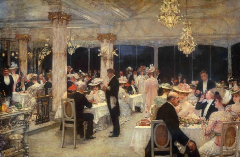 Armenonville, le soir du Grand-Prix.,Armenonville, en la noche del Grand-Prix.,Henri Gervex,Pintura al óleo