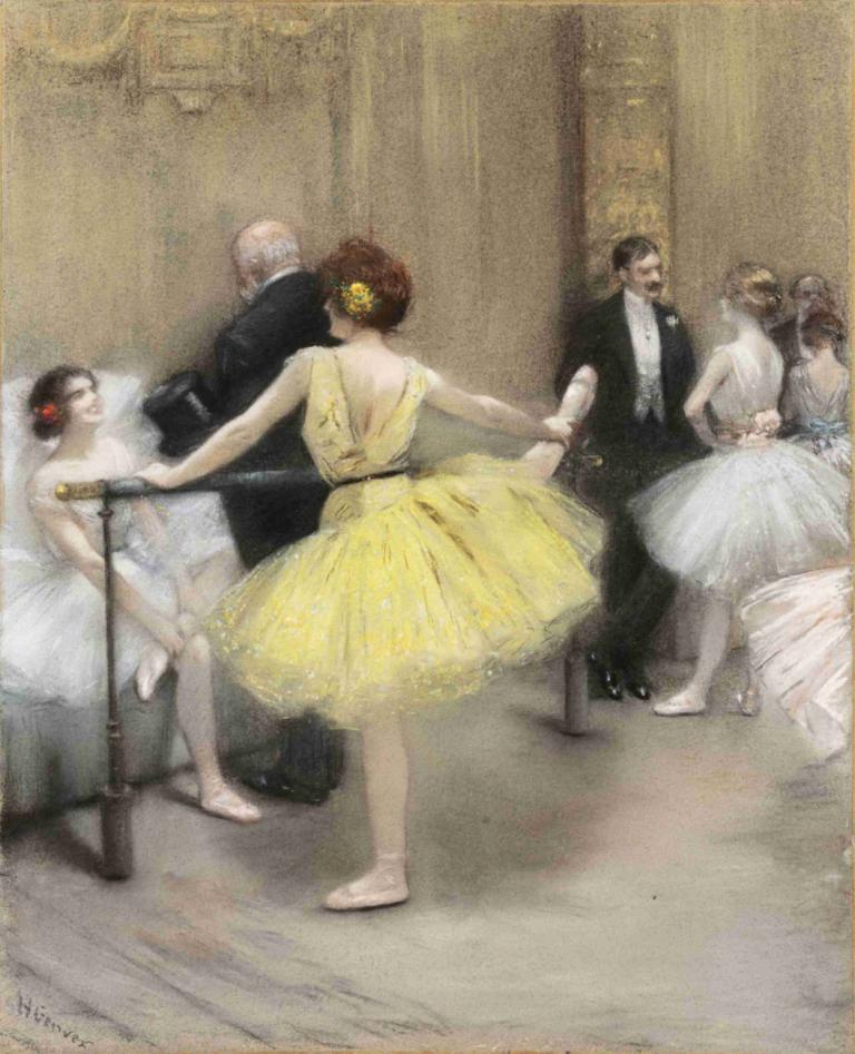 Ballerinas,balerine,Henri Gervex,Pictura in ulei,Pictura in ulei, dans, mai multi baieti, rochie