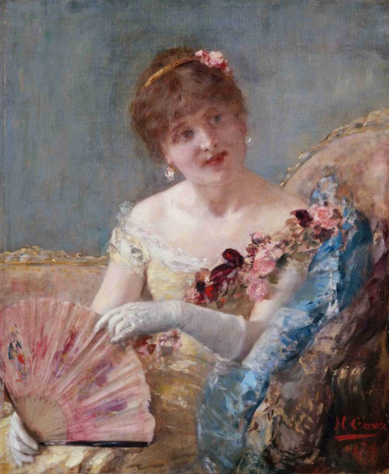 Femme à l'éventail (Portrait de Réjane),Donna con ventaglio (Ritratto di Réjane),Henri Gervex,Pittura ad olio