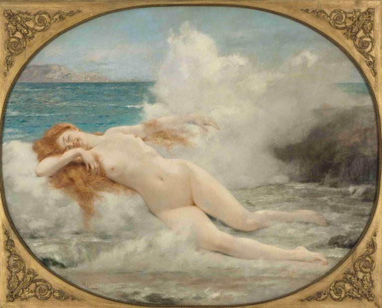 Naissance de Vénus,Venus' fødsel,Henri Gervex,Oljemaleri,Oljemaleri, kunstparodi, 1 jente, solo, naken