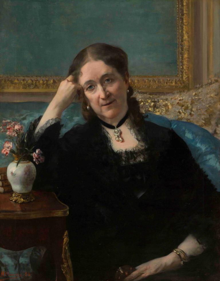 Portrait de Madame Blerzy,Porträt von Frau Blerzy,Henri Gervex,Ölgemälde,Ölgemälde, 1Mädchen, Schmuck, Solo