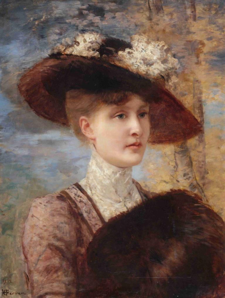 Portrait de Madame de Lorgeril,ロルジュリル夫人の肖像,Henri Gervex,アンリ・ジェルヴェ,油絵,油絵, 帽子, ソロ, 1女の子, ブロンドの髪, ショートヘア